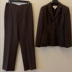 Casual Corner Brown Pinstripe Suit